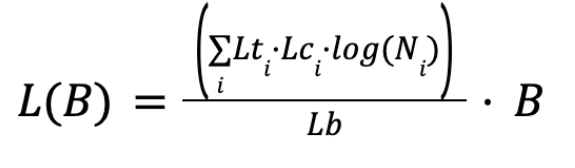 Lockup combination formula: L(B) = SUM(Lt x Lc x log(N) / Lb) x B
